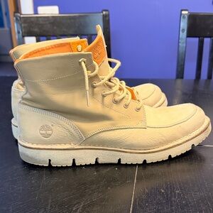 Timberland Men’s Westmore Beige Leather Moc Toe Work Boots